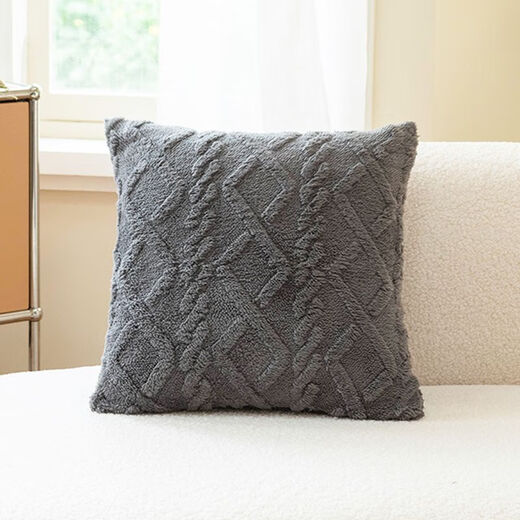 FANCYCHICins style pillow color double-sided cream pillowcase 50x50 living room sofa square velvet cushion with core cushion TF gray 40X40 (pillowcase + pillow core)