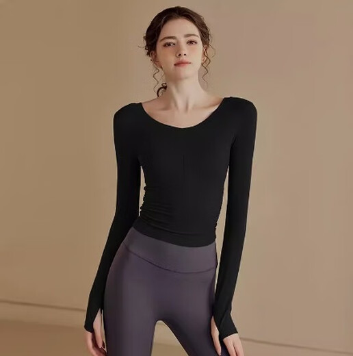 Jincheng high-end yoga clothes for women, spring and autumn long-sleeved fitness clothes, sports tops, slimming, tight-fitting Pilates training clothes, Hibiscus Purple S3094 M (recommended 95-110 Jin Jin is equal to 0.5 kg)