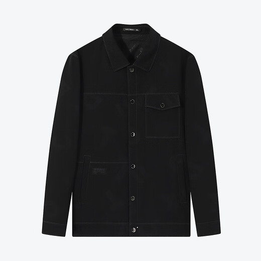 Sieben Markenmänner Printed Jacket Herren 25 Frühlings- und Sommermodentrend -Workwear -Stil -Lapeljacke Thin 126JK702 Schwarz L.