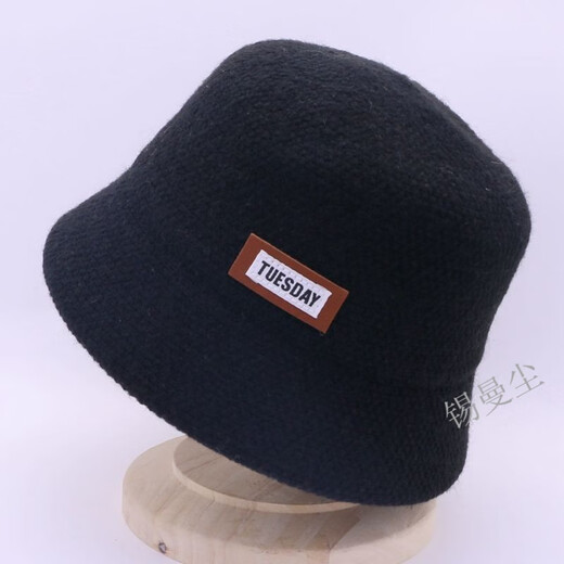 Tin Manchen Hat Women's Autumn and Winter New Fisherman Hat Wool Blended Warm and Coldproof Small Leather Label Casual Knitted Fishman Hat Khaki One Size