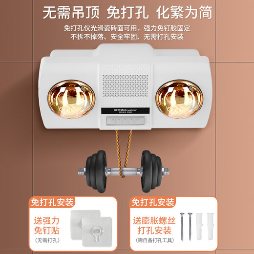 Royalstar lamp warm bathroom heater wall-mounted heating lamp lighting integrated bathroom bathroom heater waterproof and explosion-proof no punching lamp heating + air heating + hair dryer high heat silver bubble
