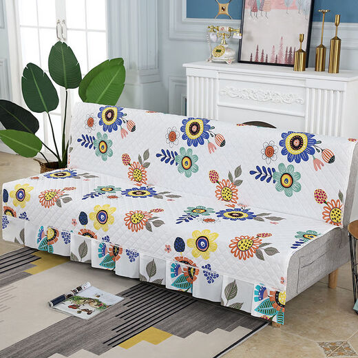 Xuxian full-cover sofa cushion foldable sofa bed cover four-season universal non-slip sofa cover simple dual-purpose without armrests small fish blue 1.8 meters long 1.5 meters wide