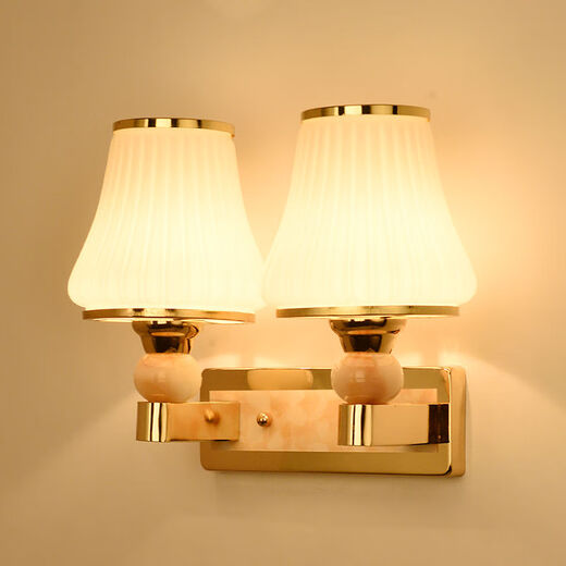 Micro wall lamp bedside lamp Nordic modern European style simple creative led American bedroom living room corridor staircase wall lamp 045 single head switch at home - three-color LED bulb