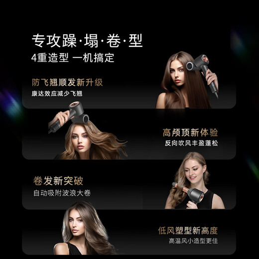 LANSAM zero-speed hair dryer household plasma hair care high-speed high-power high wind does not damage the hair negative ion hair dryer gift national subsidy standard version-Charming Red