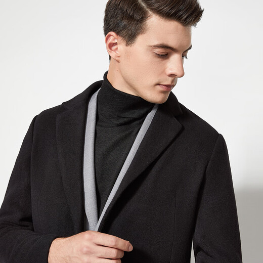 Shanshan wool thickened woolen coat men's autumn and winter warm and windproof business commuting lapel skin-friendly soft coat red and black L (175/92A)