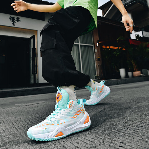 
Huilirui cut-off 2025 new mid-large children's shoes basketball shoes high top mesh breathable summer children's sneakers 880 moonlight 40