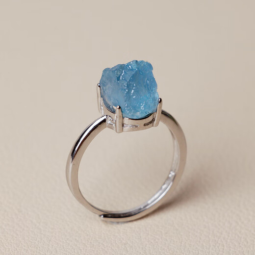 DL 1998 Fat Donglai same style aquamarine ring natural ice raw stone for men and women ice candy conformal raw ore specimen