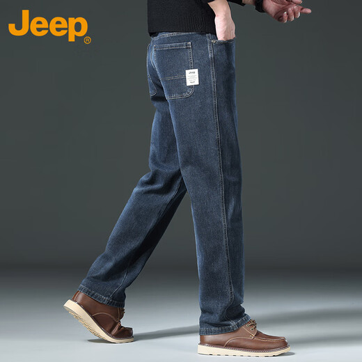 JEEP jeans men's autumn and winter straight loose casual pants men's business retro men's pants blue gray 34