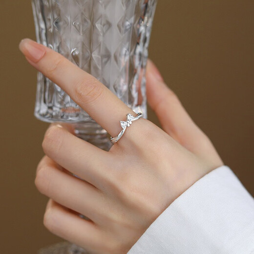 Su Shiliu bow ring for women 925 silver sweet ring adjustable index finger ring proposal girlfriend birthday gift for wife fugitive princess bow ring