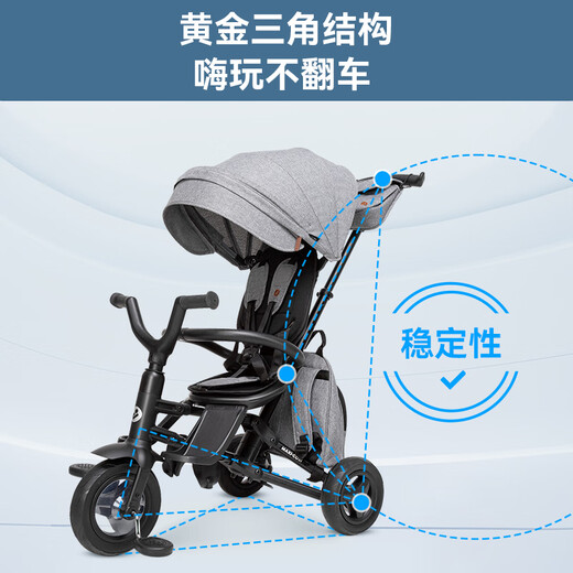 Maxi Children's Tricycle Patroller Stroller Bicycle 1-6 Years Old Baby Stroller Gift Love Gray