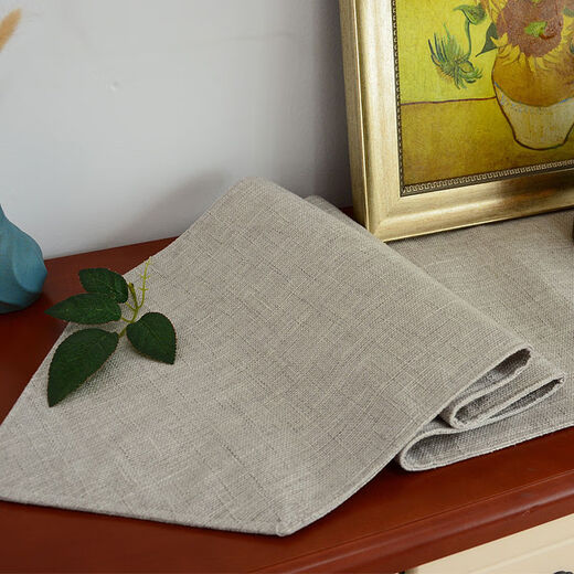 Jingying Solid Color Table Flag Modern Simple Nordic TV Cabinet Shoe Cabinet Chest of Drawers Cover Cloth Table Decorative Cloth Long Bed End Cloth Soya Rice White 30cm*120cm