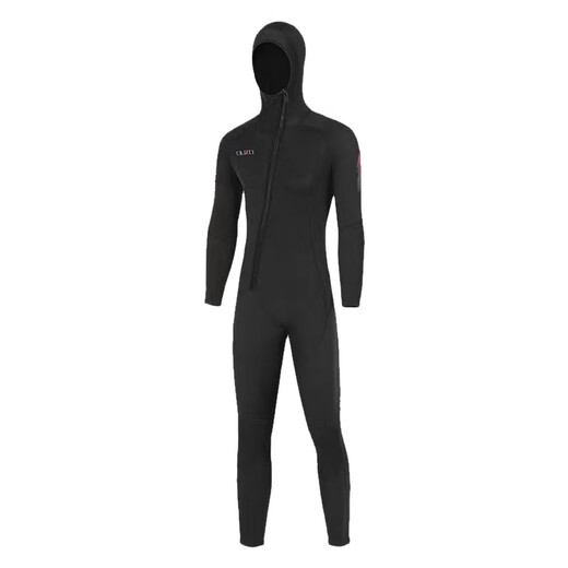 YEXIZE1.5/3/5/7mm wetsuit for men and women one-piece hooded thickened cold-proof thermal clothing surfing suit snorkeling suit 5mm men's long-sleeved one-piece toe cap/front zipper L