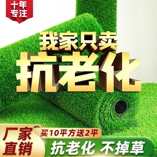 Elegant simulated lawn, artificial grass, artificial green carpet mat, plastic grid mat, outdoor sound-absorbing enclosure decoration for football field, special dense 2cm spring grass, 1m long*3m wide, sun protection and heat insulation