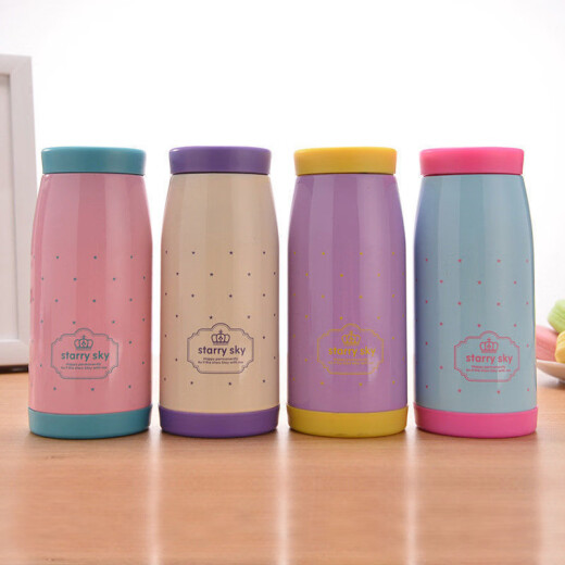 Menghuaji Student Thermos Cup Creative Simple Couple Water Cup Cute Ladies Portable Stainless Steel Thermos Cup Personalized Big Belly Cup 500ml Random Style