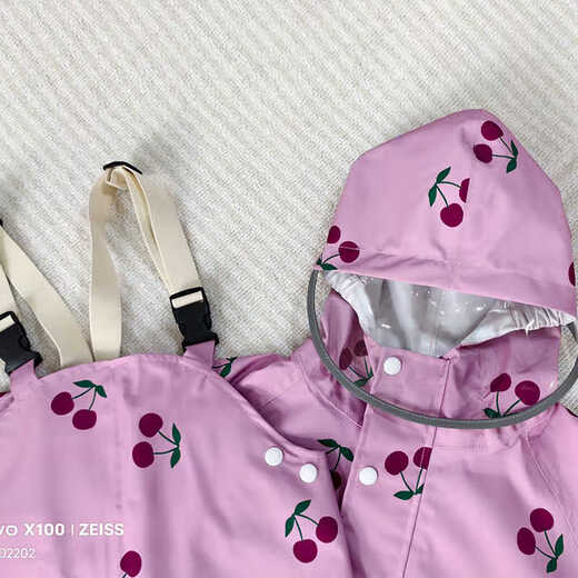 Shantou Lincun children's raincoat kindergarten 36 years old 2024 split children's raincoat male and female baby waterproof overalls raincoat small Cherry S