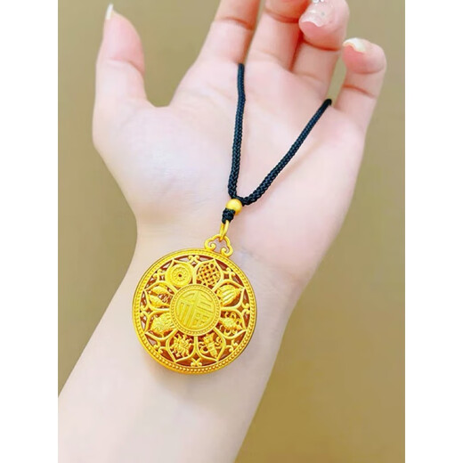 OIDSG 18k gold eight treasures compass pendant, the Great Sun Tathagata Amitabha 18k yellow l gold lotus necklace Wanfu eight treasures compass pendant special old Fengxiang same style