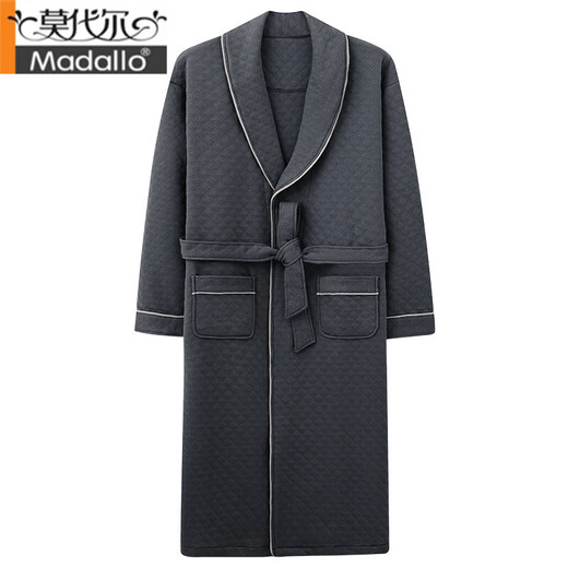 Modal Nachthemd Herren Herbst und Winter Baumwolle Mezzanine Langarm großer Größe Einfacher Bademantel Vater kann zu Hause Kleidung Anzug außerhalb 01q6296 XL Men-