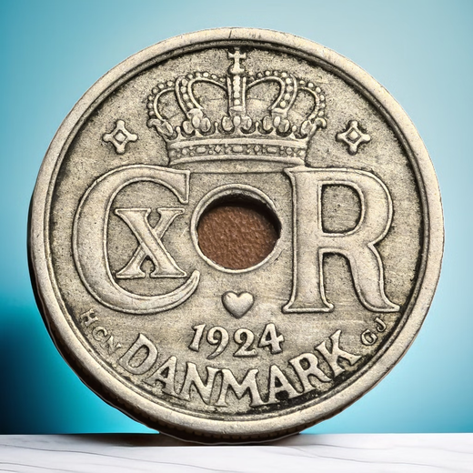 8 [Coppersmith Collection] Foreign Coins Coin Commemorative Coins Asia Europe Africa America Oceania Currency 1924 Iceland 25 Orle Medium Pore Coin (1047)