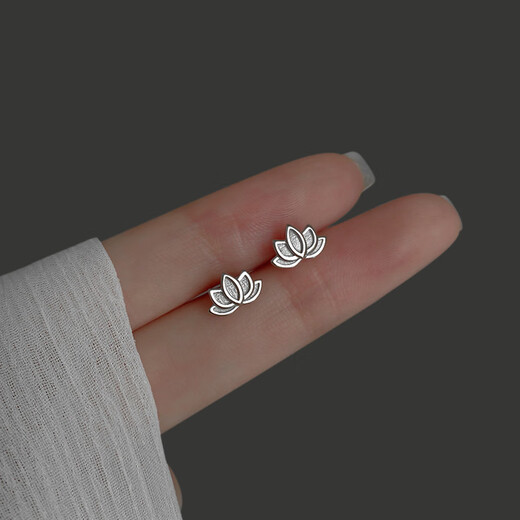 Jiuweiya S999 Pure Silver Earrings Women's Lotus Earrings High-end National Trendy Design Lotus Earrings for Ear Hole Earrings S999 Pure Silver Lotus Earrings Gift Box