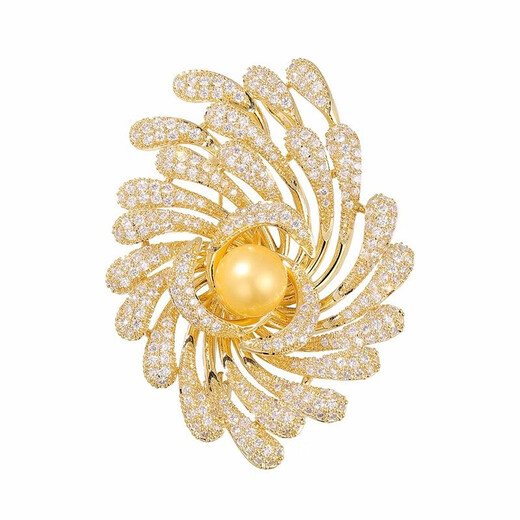 QUAMER luxury atmospheric fireworks brooch women's suit sweater high-end freshwater pearl corsage couple golden atmospheric fireworks