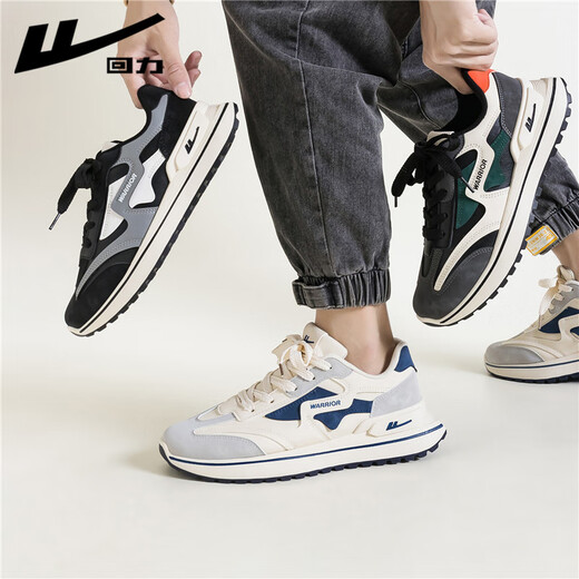 Warrior official men's shoes, autumn and winter sports shoes, men's versatile casual running shoes, men's trendy leather dad shoes