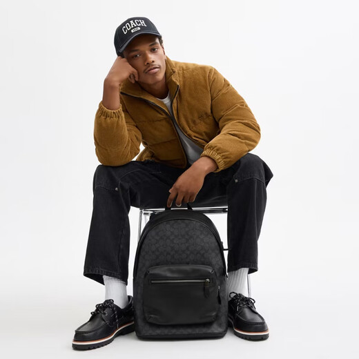 COACH/Coach Officially Authorized Men's Simple Casual Backpack Valentine's Day Gift Valentine's Day Gift Black Gray CV925QBMI5
