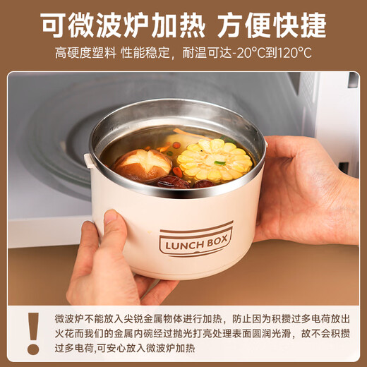 HOHIYOU multi-layer insulated lunch box portable 304 stainless steel office worker microwaveable adult lunch box 3.1L 316 meters white four layers (tableware) + thermal insulation