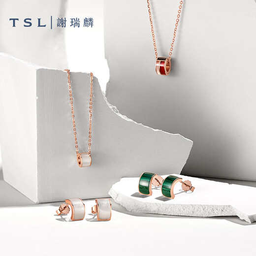 Xie Ruilin (TSL) 18K gold necklace Yueji series white mother-of-pearl transfer barrel clavicle chain AG672