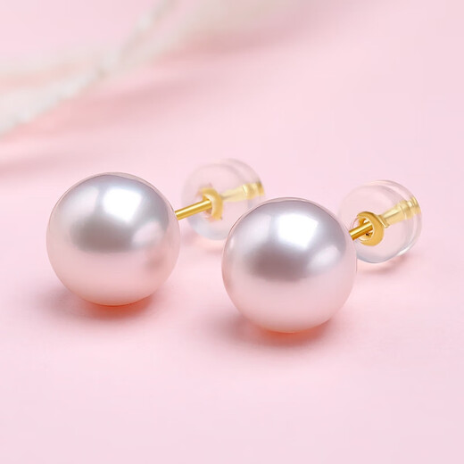Queen of Pearls 18k gold akoya seawater pearl earrings strong light high-end small light bulb earrings birthday gift for women