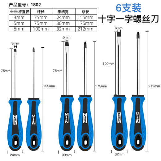 Paola Paula screwdriver set 6-piece magnetic cross-shaped notebook disassembly repair tool screwdriver 1802