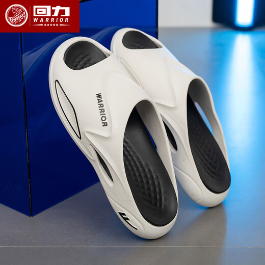 Pull back men's sports slippers, men's thick sole non-slip wear-resistant summer outer wear summer outdoor beach men's shoes white black (wear-resistant and wear-resistant) 42-43