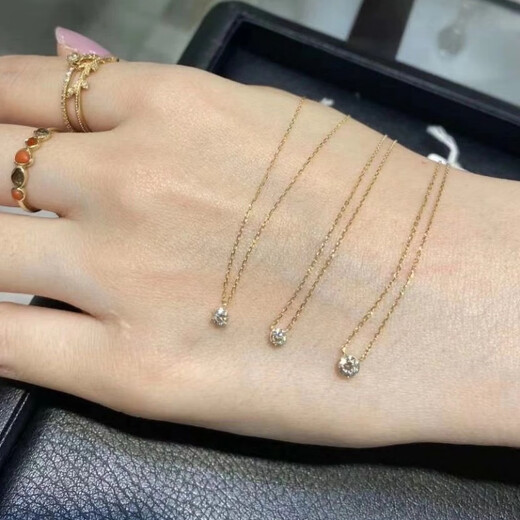 Fat Donglai's same style 18k gold plated necklace pendant moissanite 2023 new female booger diamond clavicle chain 20 points diamond (+ exquisite packaging)