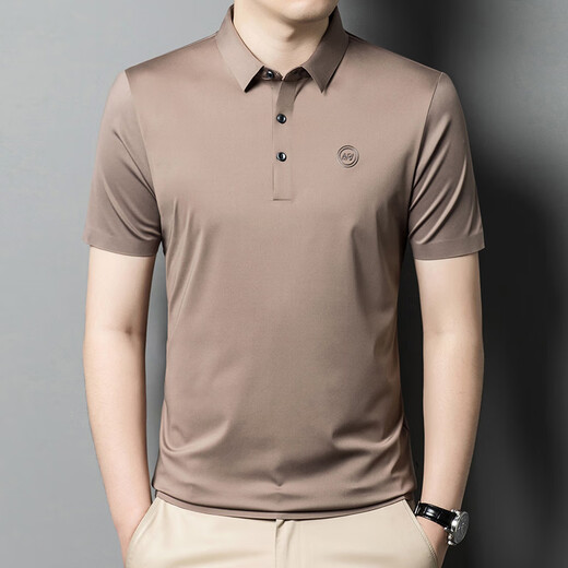 乔亚意大利轻奢品牌短袖t恤翻领男士夏季新款商务休闲纯色半袖上衣服 9859紫红 S 165码 【建议100-115斤】