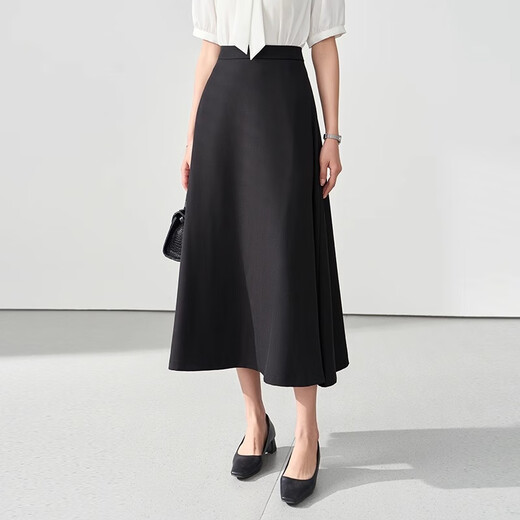 Lady Bird A-line long skirt women's formal umbrella skirt professional long skirt shirt skirt interview skirt black skirt S