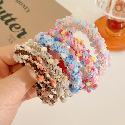 Nanbo Maru Nanbo Maru colorful hair band for women high elasticity autumn and winter new high ponytail hair rope durable rubber band leather headband NW-FQ157 color 5-piece set