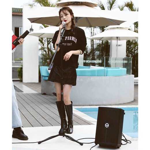 Music Knight T3 outdoor musical instrument speaker live performance road show saxophone electric blowpipe guitar playing karaoke Bluetooth speaker T3 black + 2T karaoke machine + audio bag + stand