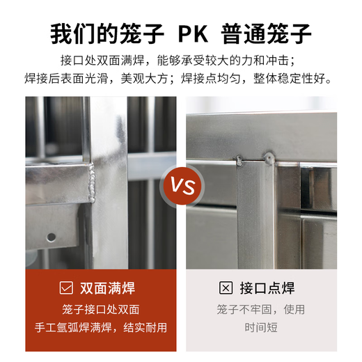 HKML double-layer stainless steel dog cage, hospital cage, small dog multi-layer mother and child cage display cabinet, pet supermarket hospital foster care cage, three layers, 6 doors, 95*60*185cm, front face steel bar 304 material, new foster care cage (steel plate + steel rod)