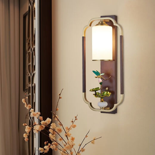 Yaotian Modern New Chinese Style Wall Lamp Full Spectrum Black Walnut Jade Lamp Living Room Rechargeable Wiring-Free Model 1001-Hour Left