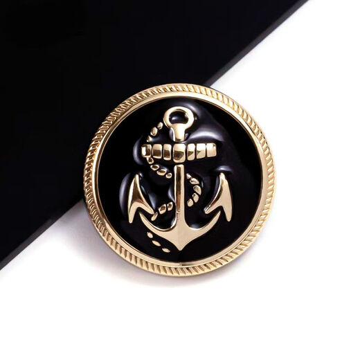 睿爸纽扣金属扣子大衣西装扣西服风衣袖扣男上衣女收腰裤扣高档大钮扣 亮金撞黑色【船锚造型】 22-23MM可用【4颗】