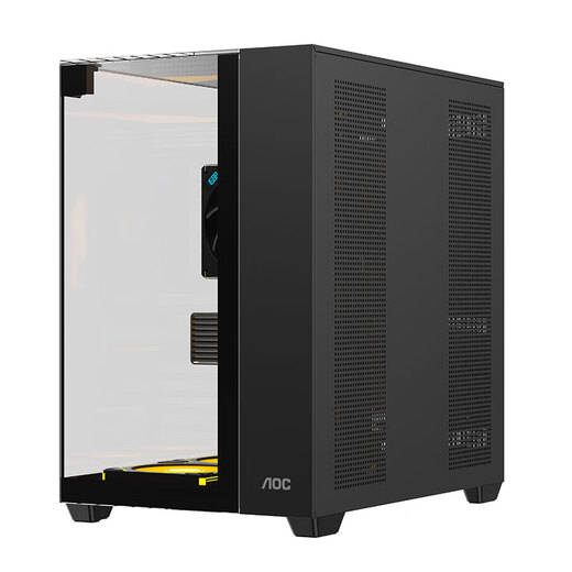 AOC星海CG409B黑色 游戏电脑海景房机箱 三面玻璃立体全景/快拆设计/支持ATX主板/360水冷位/穹顶灯条