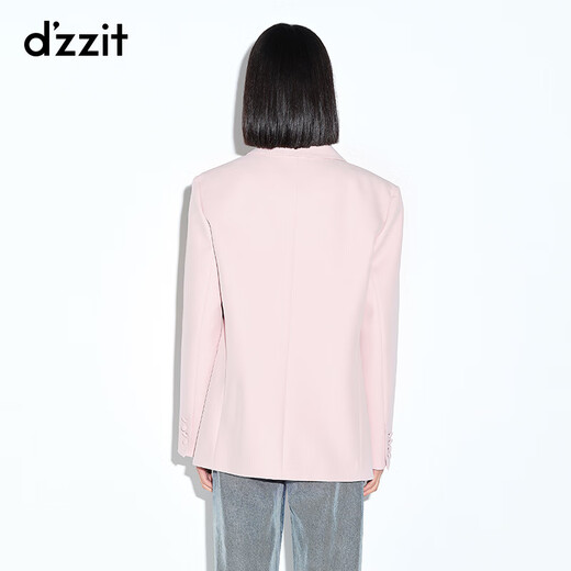 DZZIT地素  春休闲复古垫肩梭织类西装外套女3E1F5051B 粉红色 S