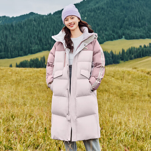 Flying in the Snow Autumn and Winter New Couple's Down Jacket with Contrast Color Vibrant Hooded Big Pocket Couple's Thickened Mid-Length Down Jacket Twilight Purple|6140 XS 160/84A