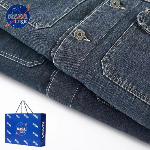 NASALIKE fleece jacket denim jacket men's winter all-match warm lambswool cotton coat windproof and cold-resistant thickened men's top dark blue M (spiritual boy) 90-110Jin Jin equals 0.5 kg