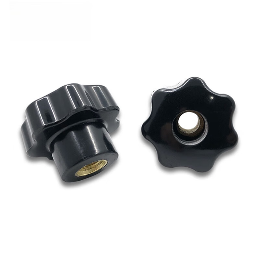 XMSJ through hole plum blossom handle nut star handle blind hole seven star hand screw cap plastic knob bakelite handwheel head diameter 25M6 through hole inner teeth 10 pieces