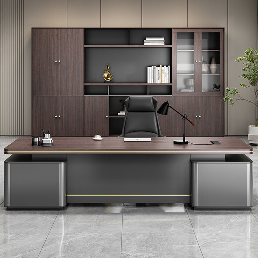 Opaika office desk boss desk simple modern double cabinet mobile cabinet office manager president desk and chair combination desk 1.8*0.8 meter boss desk (installation included)