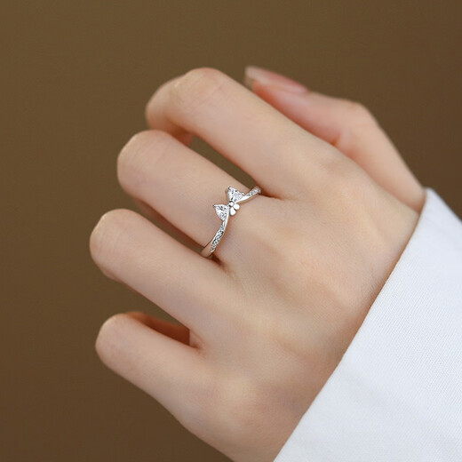 Su Shiliu bow ring for women 925 silver sweet ring adjustable index finger ring proposal girlfriend birthday gift for wife fugitive princess bow ring