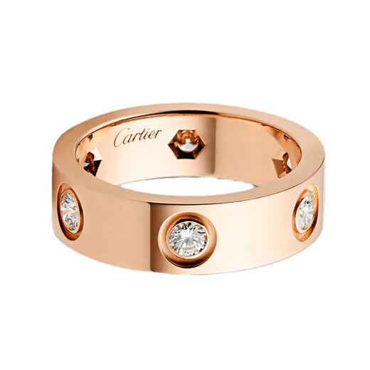 Cartier men's and women's same ring LOVE series rose gold diamond couple ring 2024 new versatile ring rose gold 44