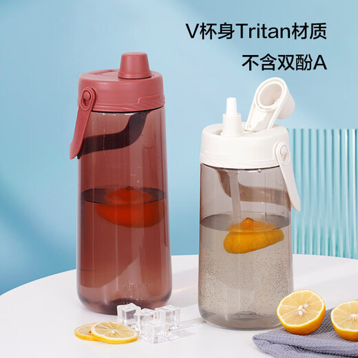 LOCK&LOCK Large Capacity Water Bottle Sports Straw Water Cup Fitness Portable Cold Water Bottle 2L Black ABF795BLK