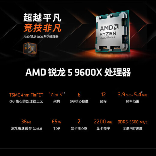 ASUS AMD Ryzen R5 9600X/5060Ti/9070GRE/5070Ti/7700XT Game E-Sports AI Design Drawing Rendering Live Host DIY Assembly PC Configuration Five 9600X RTX5060 Best-Selling Model
