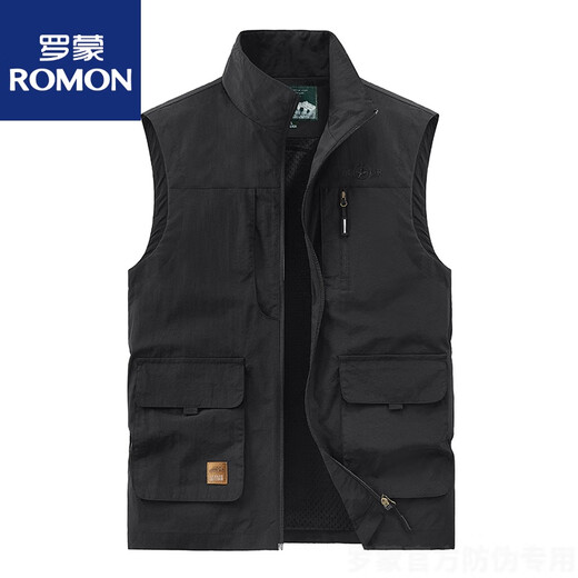 罗蒙（ROMON）马甲男新款2025春秋夏薄款大码多口袋坎肩户外工装背心速干马夹男 677卡其 2XL